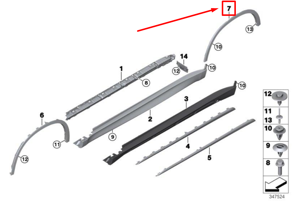 new bmw x5 f15, f85 rear right fender molding 51777294372 7294372 original