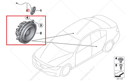 NEW BMW 3 F30 REAR RIGHT DOOR SOUND SPEAKER 65139364956 2013 ORIGINAL