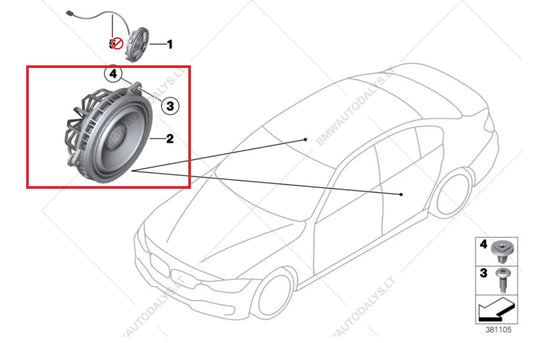 NEW BMW 3 F30 REAR RIGHT DOOR SOUND SPEAKER 65139364956 2013 ORIGINAL
