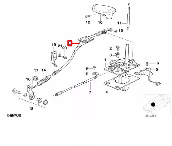 NEW BMW 5 E34 AUTOMATIC SHIFTER CABLE 25161219445 ORIGINAL