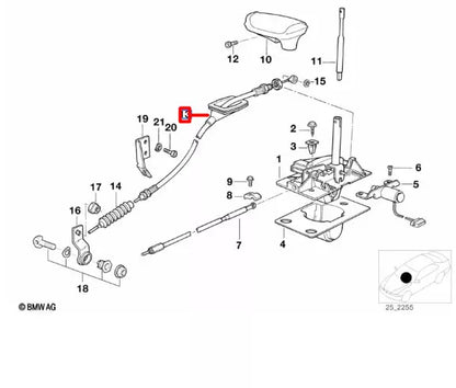 NEW BMW 5 E34 AUTOMATIC SHIFTER CABLE 25161219445 ORIGINAL