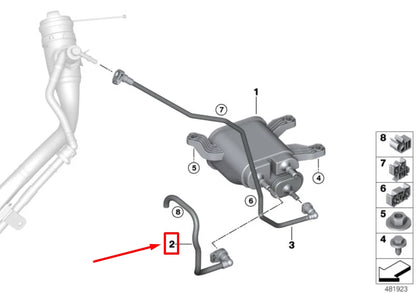 NEW BMW 5 G30 ACTIVATED CHARCOAL FILTER VENT PIPE 7373604 16117373604 ORIGINAL