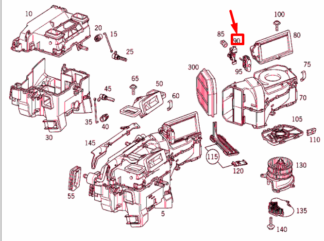 NEW MERCEDES-BENZ SLK R170 HEATER CASE ACTUATION LHD A2028001376 ORIGINAL