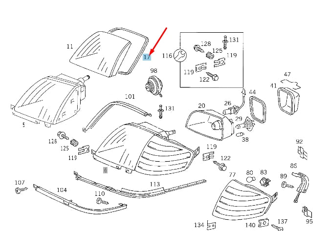 NEW MERCEDES-BENZ SL R129 FRONT LAMP LENS SEAL A1298260780 ORIGINAL