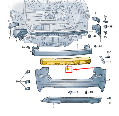 new skoda scala rear bumper foam reinforcement 658807251 original
