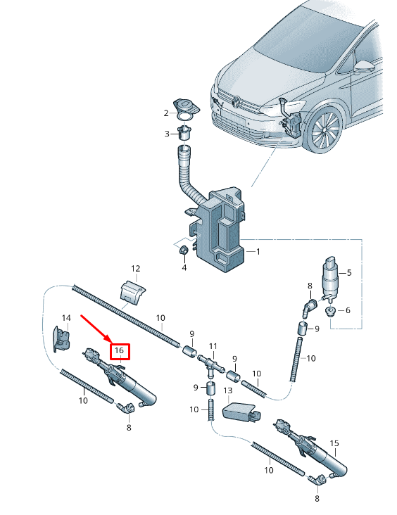 new vw touran 5t right side headlight washer 5ta955104a original