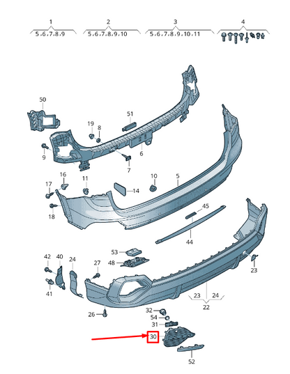 new audi q3 f3 rear left bumper grille 83f807833 9b9 83f8078339b9 original