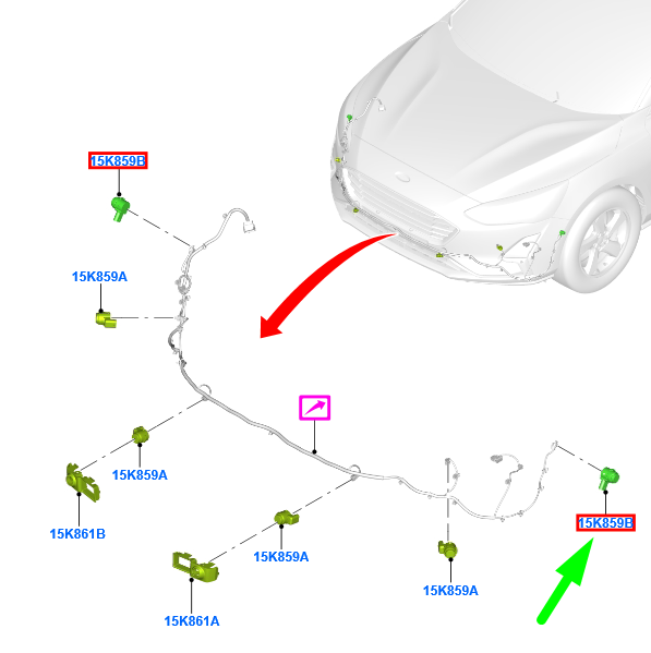 new ford focus mk4 c519 front outer parking sensor 2250284 original