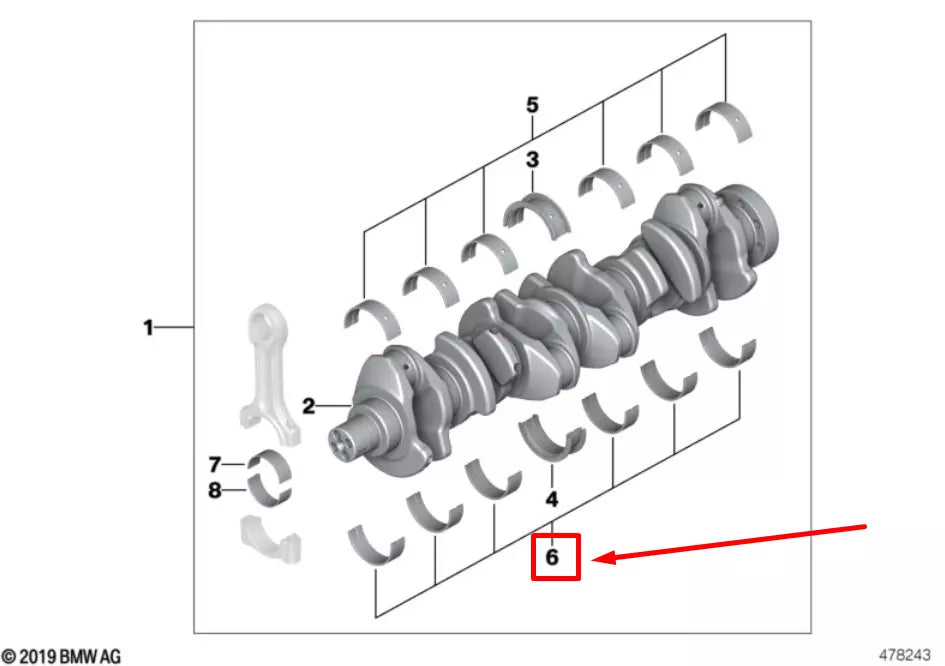 NEW BMW X5 E70 ENGINE CRANKSHAFT MAIN BEARING 7810417 11217810417 ORIGINAL