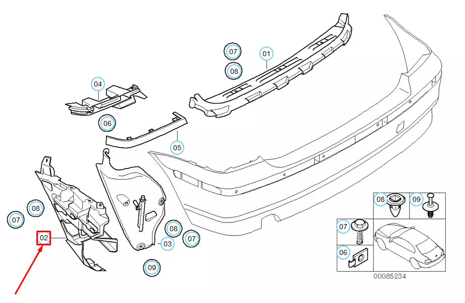 NEW BMW 3 COMPACT E46 REAR BUMPER RIGHT GUIDE 51127894800 7894800 ORIGINAL