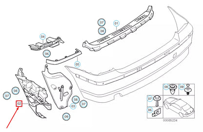 NEW BMW 3 COMPACT E46 REAR BUMPER RIGHT GUIDE 51127894800 7894800 ORIGINAL