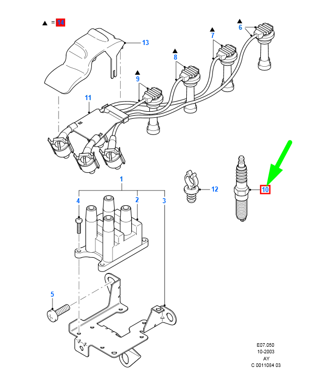new ford focus mk1 spark plug 1m5o-12405-ca 1202935 original