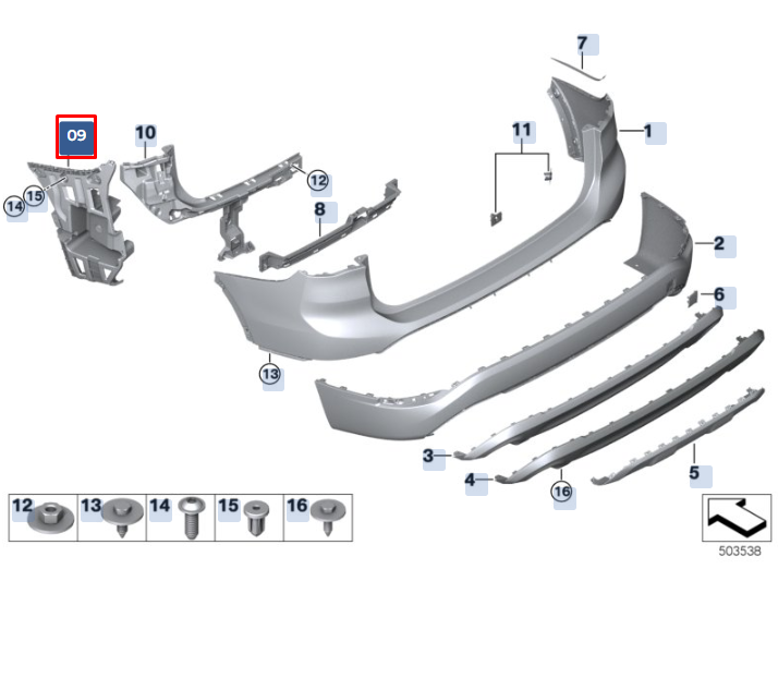 new bmw x1 f48 rear right bumper bracket 51127332318 7332318 original