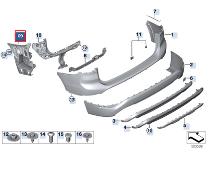 new bmw x1 f48 rear right bumper bracket 51127332318 7332318 original