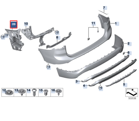 new bmw x1 f48 rear right bumper bracket 51127332318 7332318 original