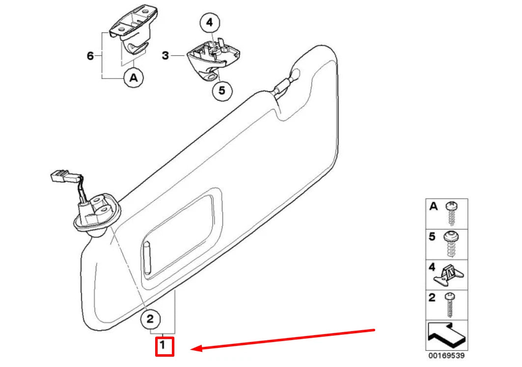 NEW BMW 1 CABRIO E88 FRONT RIGHT SUN VISOR 51167139450 7139450 ORIGINAL
