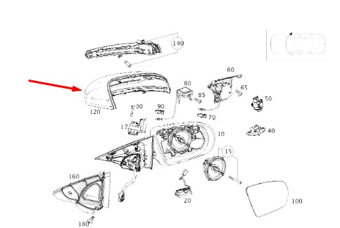 NEW MERCEDES-BENZ E W213 FRONT RIGHT DOOR MIRROR CAP LHD A09981102009191