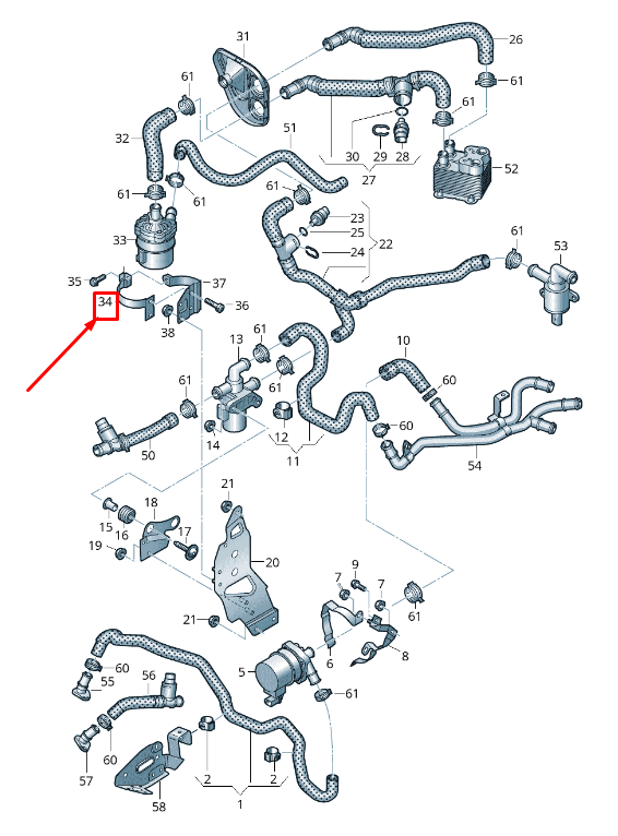 NEW AUDI Q7 4M ADDITIONAL COOLANT PUMP BRACKET 4M0121240H ORIGINAL