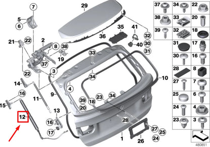 NEW BMW 3 TOURING F31 LEFT TRUNK LID SPINDLE DRIVE 51247340975 7340975 ORIGINAL