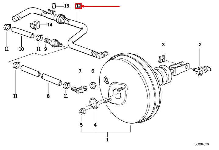 NEW BMW 3 E36 POWER BRAKE UNIT DEPRESSION VACUUM PIPE 34331163706 ORIGINAL