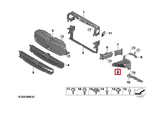 NEW BMW 5 G30 LEFT RADIATOR AIR DUCT 51748098659 ORIGINAL