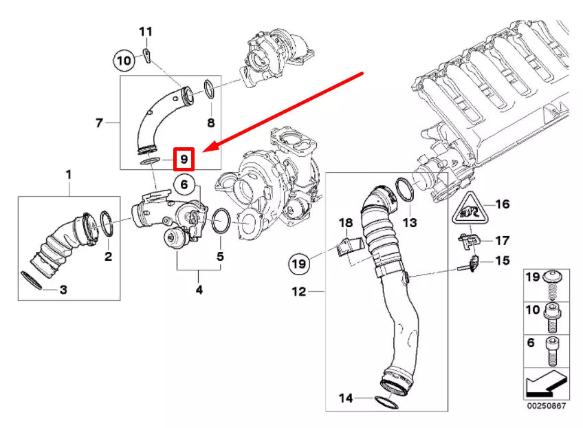 NEW BMW 3 E90 TURBO CHARGER GASKET 11657795047 7795047 ORIGINAL