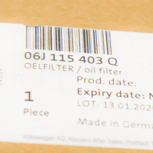 NEW AUDI A5 8F ENGINE OIL FILTER 1.8 TFSI 118KW PETROL 06J115403Q ORIGINAL