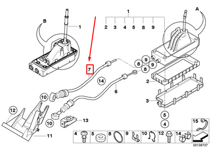 new mini cooper s r53 selector shaft shifting cable 25117531707 original