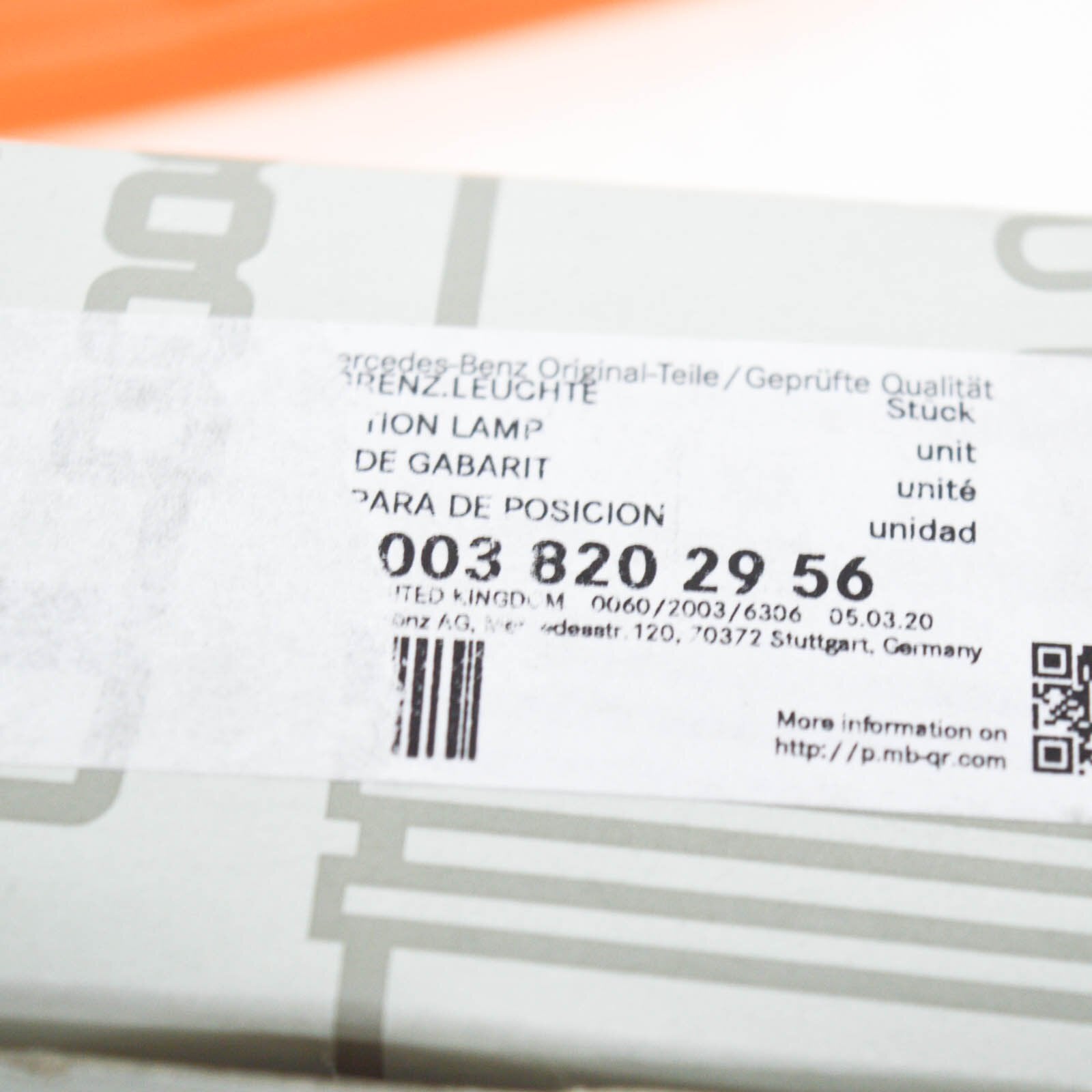 NEW MB SPRINTER 906 SIDE PANELLING CLEARANCE LIGHT A0038202956 ORIGINAL