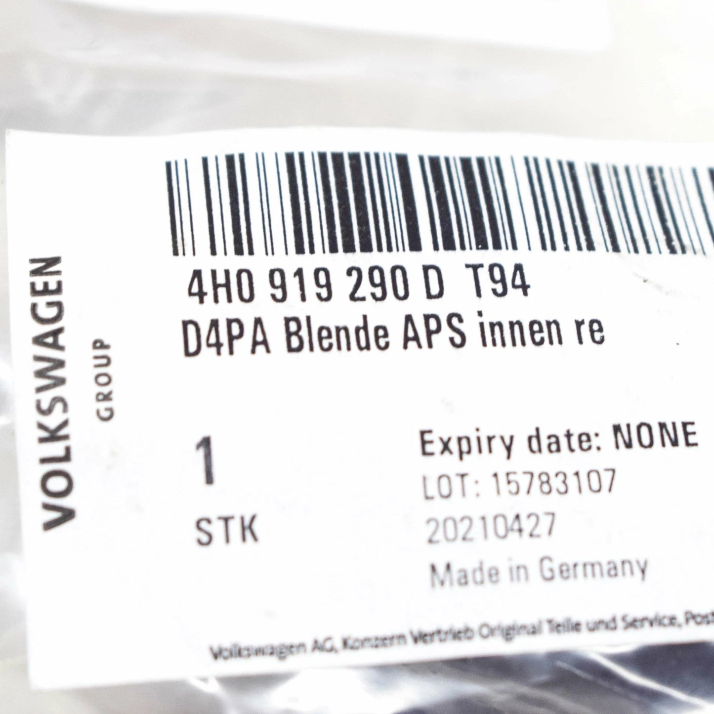 NEW AUDI A8 4H FRONT BUMPER RIGHT INNER PDC SENSOR HOLDER 4H0919290DT94 ORIGINAL