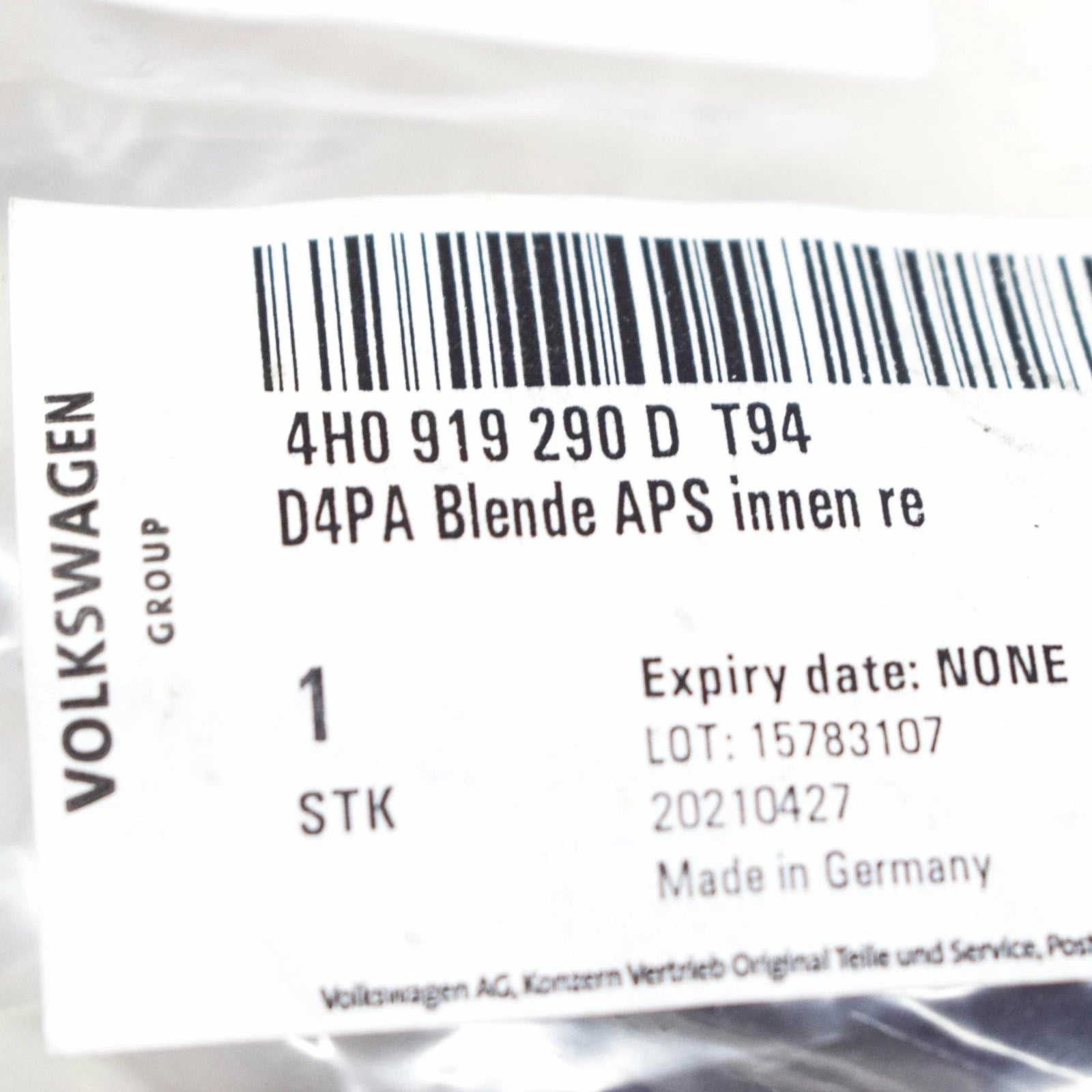 NEW AUDI A8 4H FRONT BUMPER RIGHT INNER PDC SENSOR HOLDER 4H0919290DT94 ORIGINAL