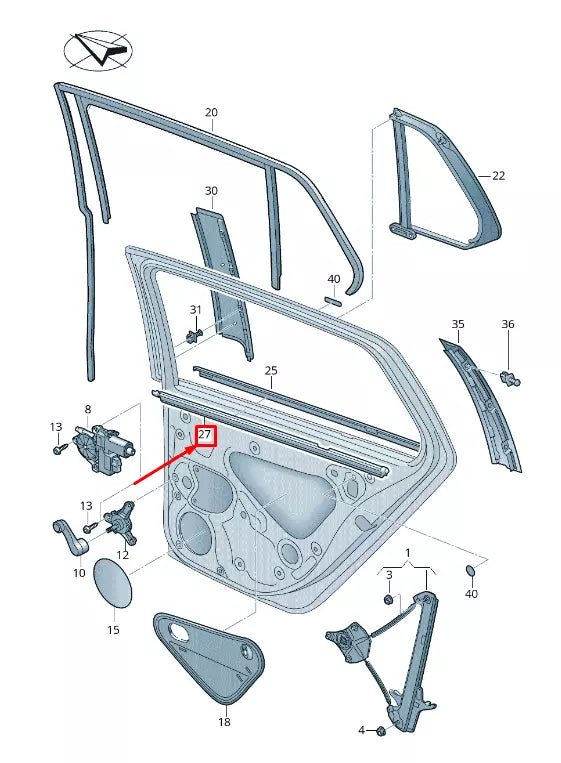 NEW VW GOLF VII 5G MK7 REAR LEFT INNER WINDOW APERTURE SEAL 5G6839479B ORIGINAL