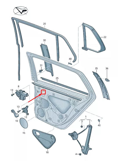 NEW VW GOLF VII 5G MK7 REAR LEFT INNER WINDOW APERTURE SEAL 5G6839479B ORIGINAL