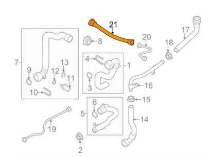NEW AUDI Q7 4M ENGINE COOLANT SYSTEM HOSE TUBE 059121731D ORIGINAL