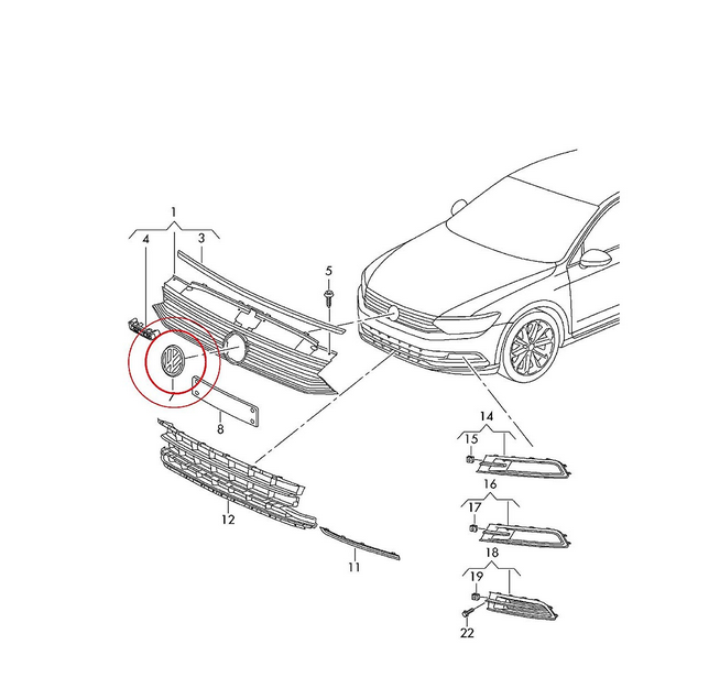 NEW VOLKSWAGEN JETTA A6 5C6 EMBLEM - FRONT BADGE CHROME 3G0853601BDPJ ORIGINAL