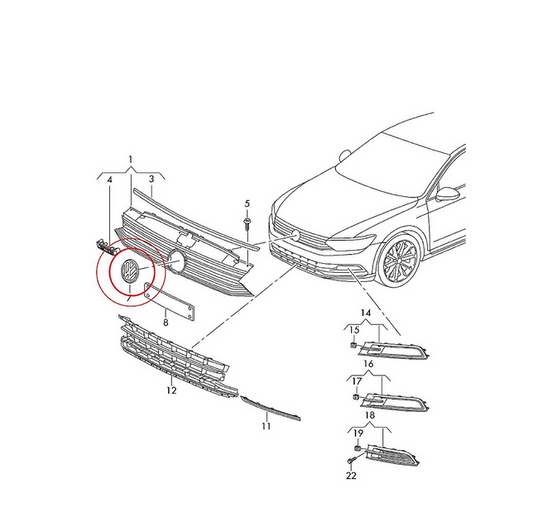 NEW VOLKSWAGEN JETTA A6 5C6 EMBLEM - FRONT BADGE CHROME 3G0853601BDPJ ORIGINAL