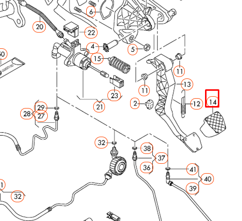 new audi a1 8x clutch pedal cover lhd 8n0721174a4j4 original