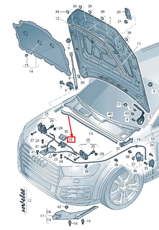 NEW AUDI Q8 4MN HOOD LOCK CABLE 4M8823531B