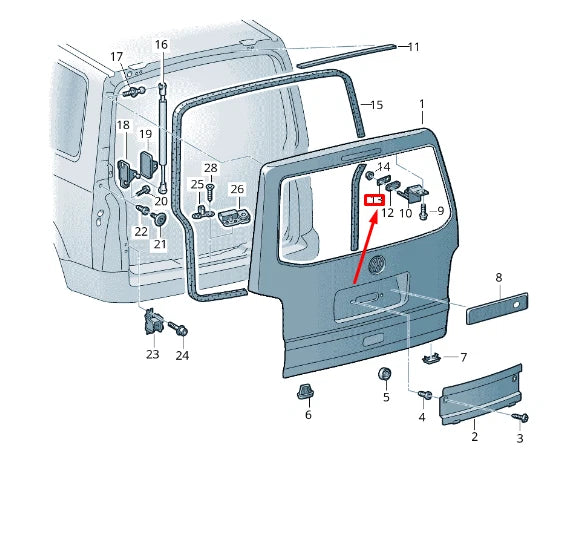 NEW VW TRANSPORTER VI T6 REAR LID LEFT HINGE SEAL 7H0827365