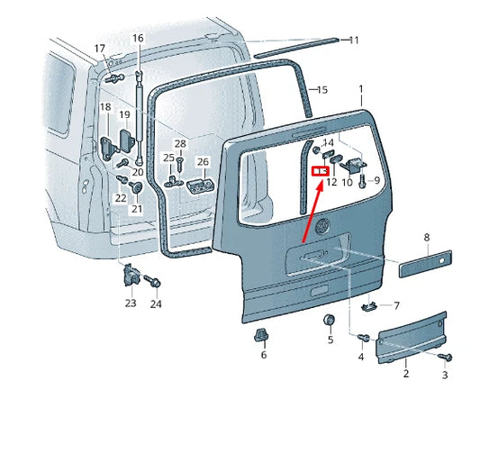 NEW VW TRANSPORTER VI T6 REAR LID LEFT HINGE SEAL 7H0827365