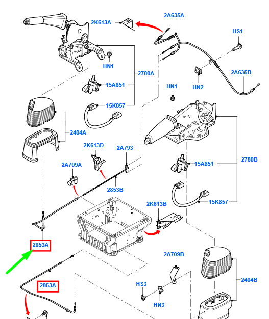 new ford transit mk3 parking brake cable rhd 7c1v-2853-cb 5032098 original