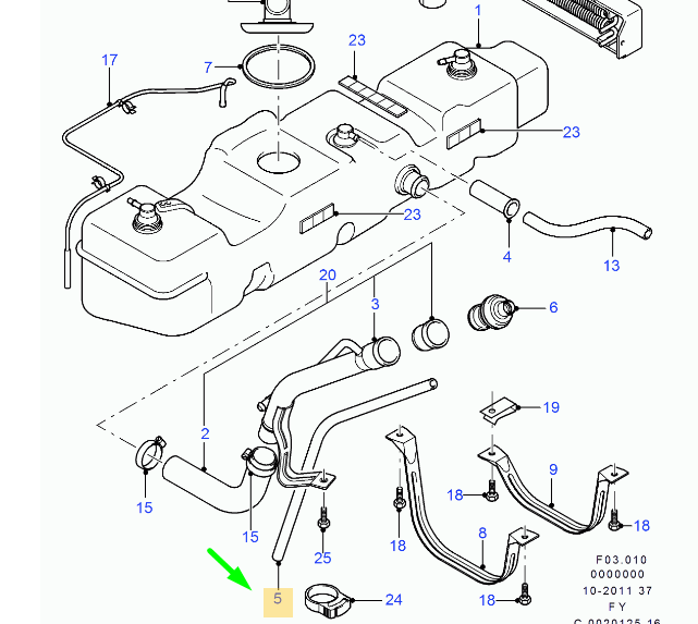 new ford transit mk3 fuel tank return hose 4045112 yc15-9k099-ab original