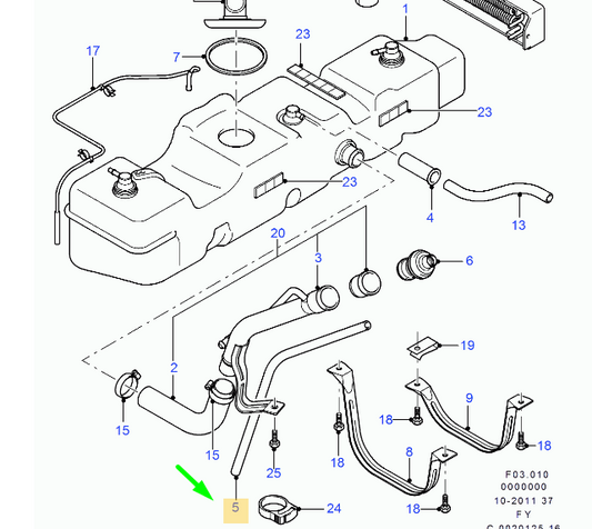 new ford transit mk3 fuel tank return hose 4045112 yc15-9k099-ab original