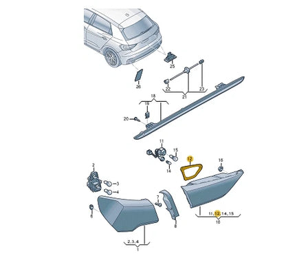 NEW AUDI A1 SPORTBACK GBA REAR RIGHT TAILLIGHT SEAL 82A945198