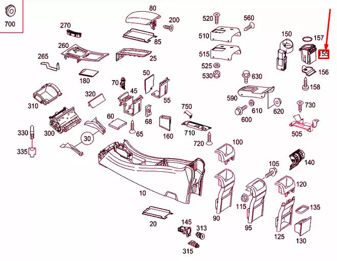 NEW MERCEDES-BENZ C W203 CENTER CONSOLE CUP HOLDER A2036803991