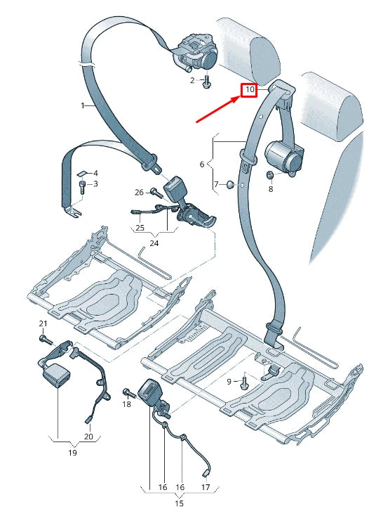 NEW AUDI Q3 F3 REAR CENTER SEAT BELT GUIDE 5108577814PK
