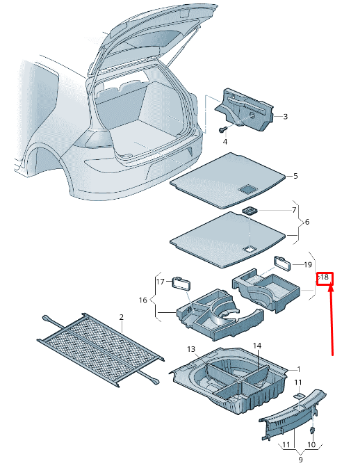 new volkswagen golf 5g mk7 right side trunk foam insert 5ge858458b original