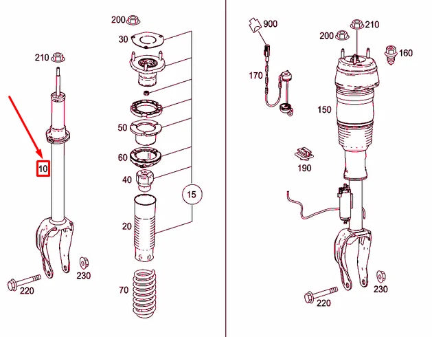 NEW MERCEDES-BENZ ML W166 FRONT AXLE SHOCK ABSORBER A1663232400 ORIGINAL