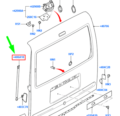 new ford transit connect mk1 tailgate gas lift 2t14-v406a10-ac 5208361 original