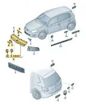 NEW VOLKSWAGEN POLO MK5 6R FRONT BUMPER RADIATOR GRILLE 6R0853651TFOD ORIGINAL